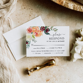 Cartão RSVP Casamento Floral Rustic Elegant Burgundy Fall