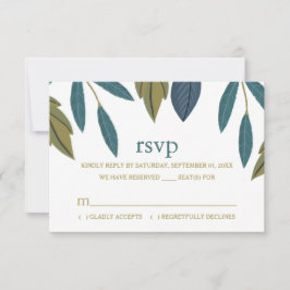 Cartão RSVP Casamento Floral Rustic Leaf