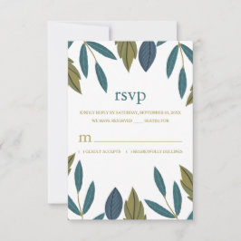 Cartão RSVP Casamento Floral Rustic Leaf