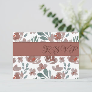 Cartão RSVP Casamento Floral Rustic Terracotta Watercolor