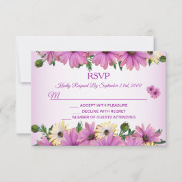 Cartão RSVP Casamento Floral Rústico Elegante Rosa Amarelo