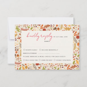 Cartão RSVP Casamento Floral Rústico Seco Boêmio Outono Queda