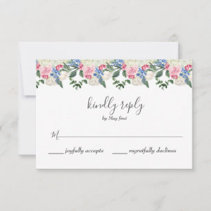 Cartão RSVP Casamento Floral Selvagem de Summer Watercolor
