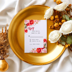 Cartão RSVP Casamento Floral Terracota Borgonha Rosa-choque