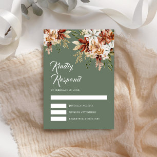 Cartão RSVP Casamento Floral Terracota de Flores Silvestres em