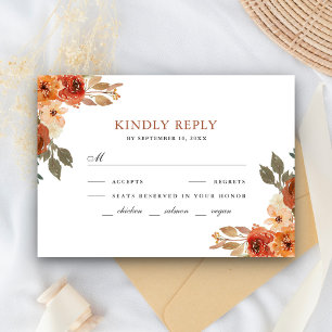 Cartão RSVP Casamento Floral Terracota Laranja Queimado Terros