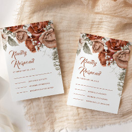Cartão RSVP Casamento Floral Terracotta - Rosas Laranja Queima