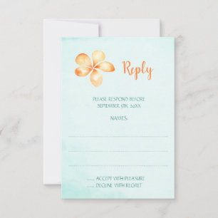 Cartão RSVP Casamento Floral Tropical de Plumeria Amarela