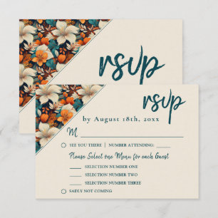 Cartão RSVP Casamento Floral Tropical Elegante