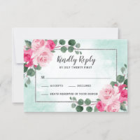 Casamento Floral Verde Rosa e Silver Watercolor