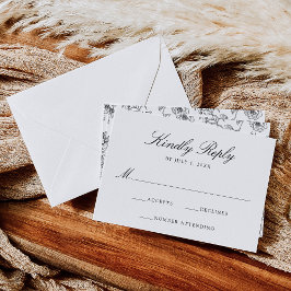 Cartão RSVP Casamento Floral Vitoriano da Chinoiserie Negra El