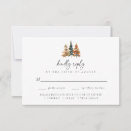 Cartão RSVP Casamento Floresta de Pinheiros Montanhosos Rústic