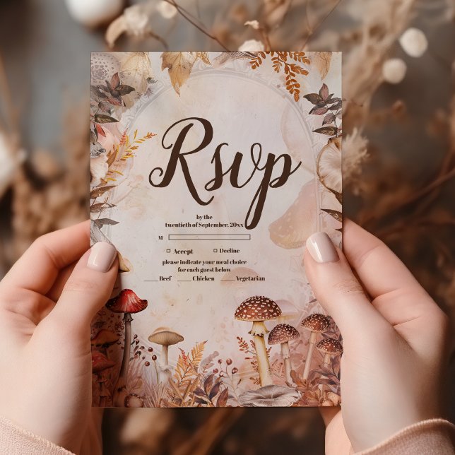 Cartão RSVP Casamento Floresta Encantada Cogumelo Veneno (Criador carregado)