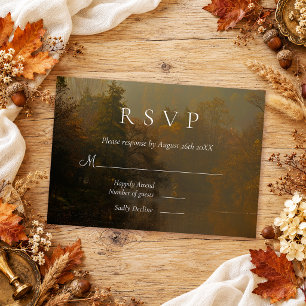 Cartão RSVP Casamento Floresta Outonal Rústica Vintage