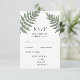 Cartão RSVP Casamento Floresta Verde Ferns Lá Fora