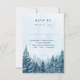 Cartão RSVP Casamento Florestal de Árvore de Pinheiro em Aquar