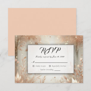 Cartão RSVP Casamento Florestal Encantado de ouro Rosewood