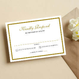 Cartão RSVP Casamento Formal Clássico com Monograma Preto e Do