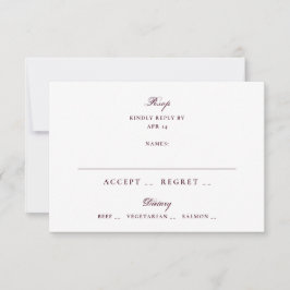 Cartão RSVP Casamento Formal com Caligrafia de Borgonha