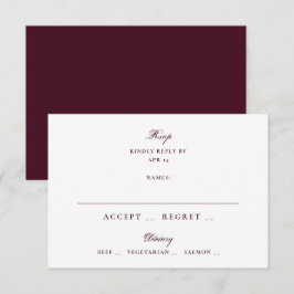 Cartão RSVP Casamento Formal com Caligrafia de Borgonha