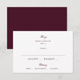 Cartão RSVP Casamento Formal com Caligrafia de Borgonha