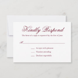 Cartão RSVP Casamento Formal da Borgonha Tradicional Elegante