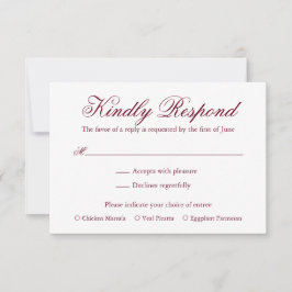 Cartão RSVP Casamento Formal da Borgonha Tradicional Elegante