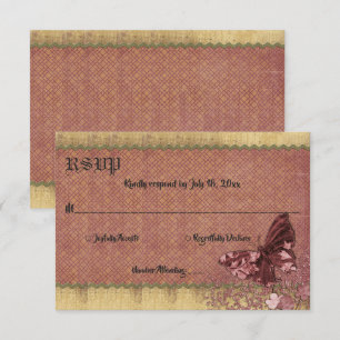 Cartão RSVP Casamento Formal Da Elegante Vintage Dourada Glitt