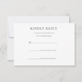 Cartão RSVP Casamento Formal de Monograma Branco Na moda preto