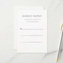 Cartão RSVP Casamento Formal de Monograma Branco Na moda preto