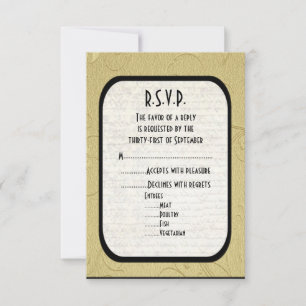 Cartão RSVP Casamento formal de ouro R.S.V.P.