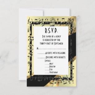 Cartão RSVP Casamento formal de ouro R.S.V.P.
