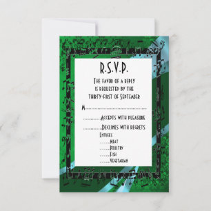 Cartão RSVP Casamento formal de R.S.V.P., negro e negro