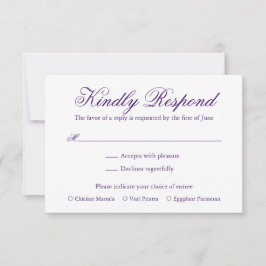 Cartão RSVP Casamento Formal De Roxo Tradicional