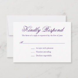 Cartão RSVP Casamento Formal De Roxo Tradicional