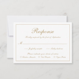 Cartão RSVP Casamento Formal Dourado De Refeições Simples Eleg