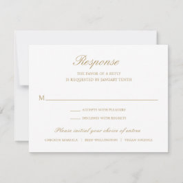 Cartão RSVP Casamento Formal Dourado Elegante Simples