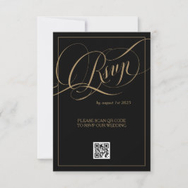 Cartão RSVP Casamento Formal Elegante Preto