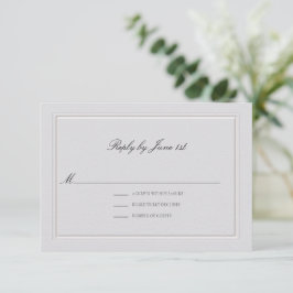 Cartão RSVP Casamento Formal Moderno Clássico Elegante Marfim