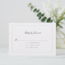Cartão RSVP Casamento Formal Moderno Clássico Elegante Pérola