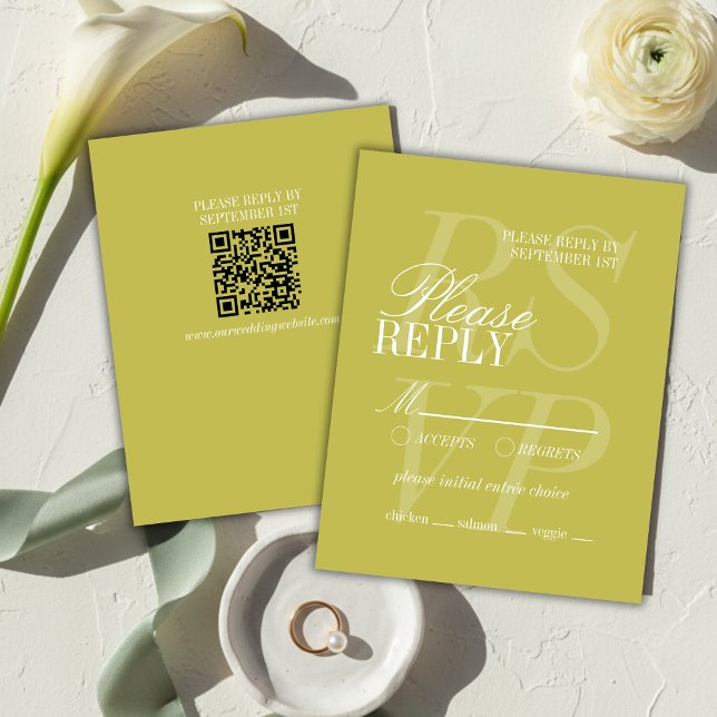 Cartão RSVP Casamento Formal Moderno com Letra Chartreuse (Modern Chartreuse Script Formal Wedding RSVP Card
)
