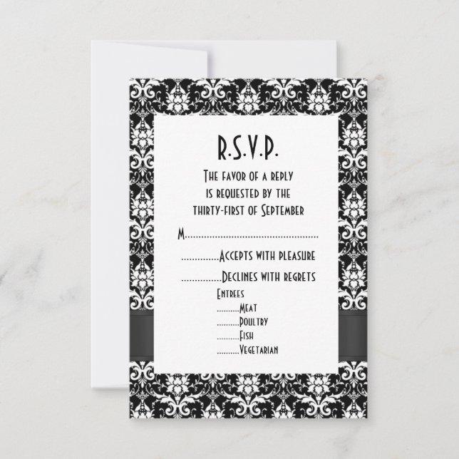 Cartão RSVP Casamento formal R.S.V.P. (Frente)