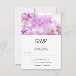 Cartão RSVP Casamento Fotográfico das flores de cereja rosa