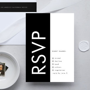 Cartão RSVP Casamento Funky com Grande Monograma Ultra Moderno