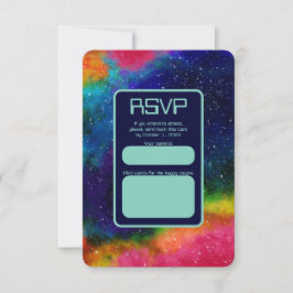 Cartão RSVP Casamento Galáctico Sci-Fi