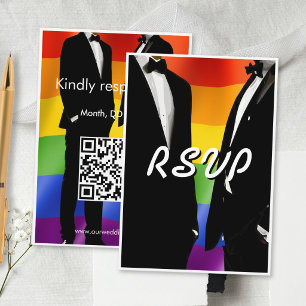 Cartão RSVP Casamento Gay Moderno e Elegante Arco-íris