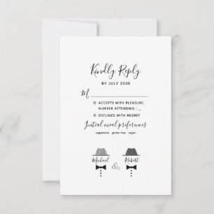 Cartão RSVP Casamento Gay Preto Branco