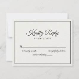Cartão RSVP Casamento gentilmente Responde Creme Moderno e Pre