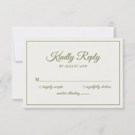 Cartão RSVP Casamento gentilmente Responde Creme Moderno e Ver
