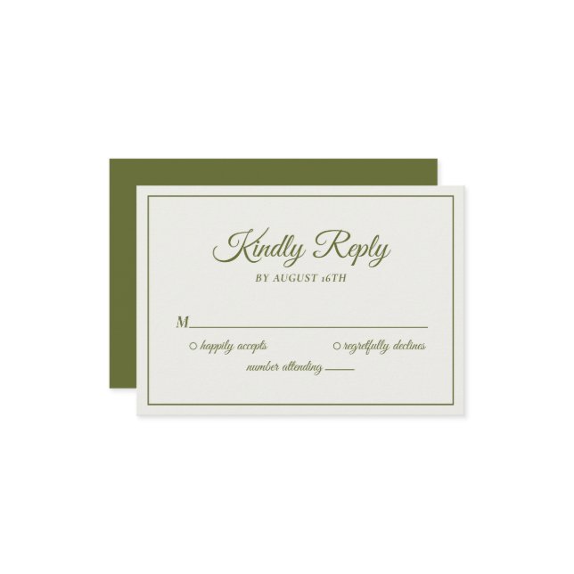 Cartão RSVP Casamento gentilmente Responde Creme Moderno e Ver (Frente/Verso In Situ)